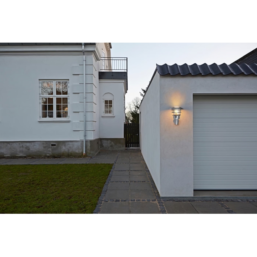 Nordlux - Aplique de exterior LONSTRUP 1xE27/60W/230V IP44 plata