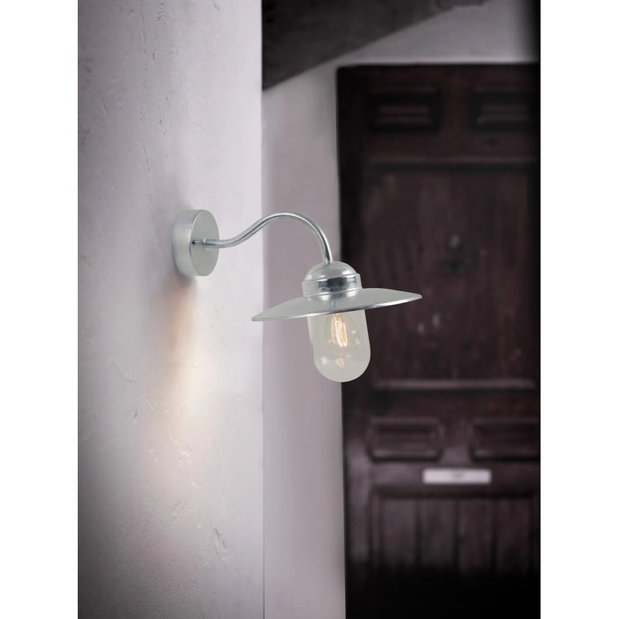 Nordlux - Aplique de exterior LUXEMBOURG 1xE27/60W/230V IP54 plata