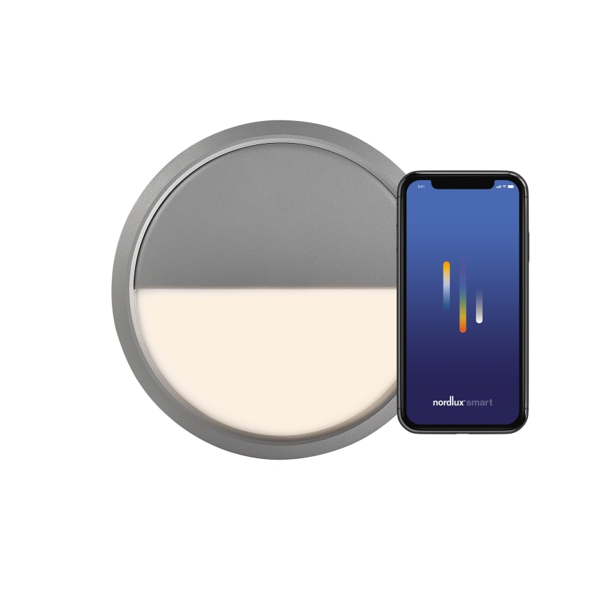 Nordlux - Aplique LED de exterior regulable AVA SMART LED/9,5W/230V 2700K IP54 gris