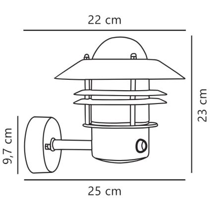 Nordlux - Aplique para exterior con sensor BLOKHUS 1xE27/60W/230V IP54
