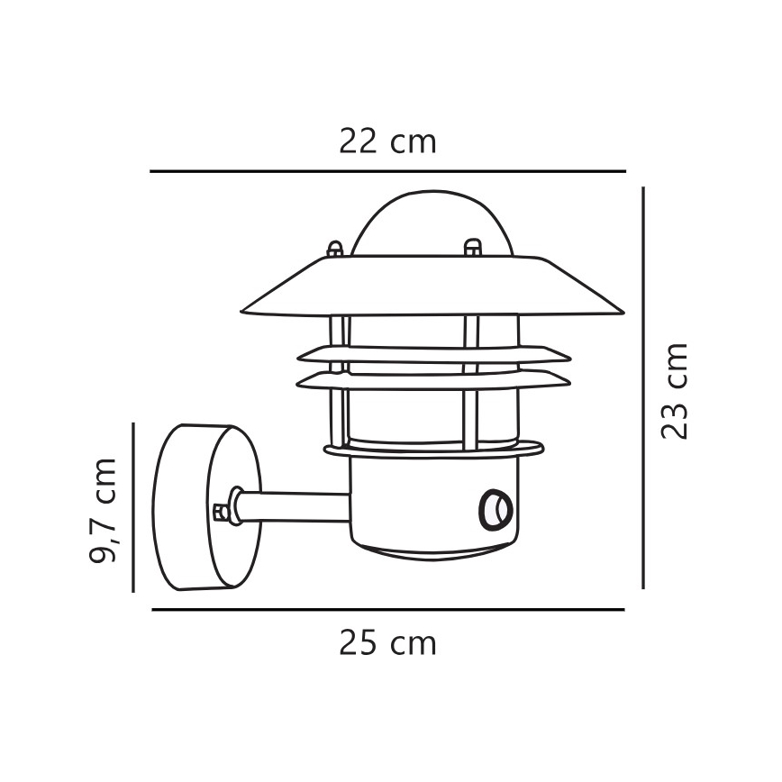 Nordlux - Aplique para exterior con sensor BLOKHUS 1xE27/60W/230V IP54
