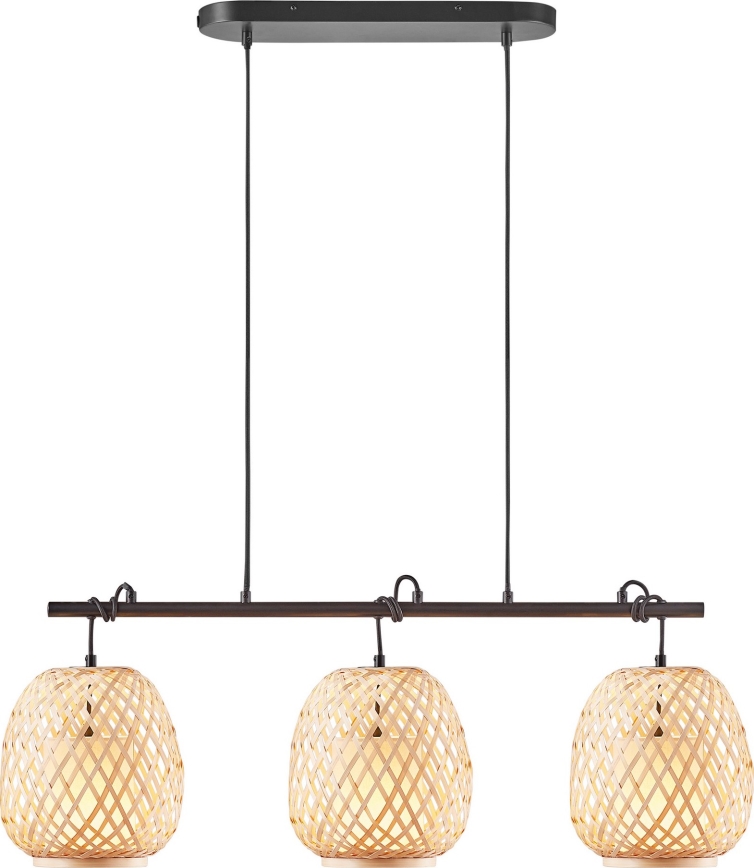 Nordlux - Lámpara colgante HISOKA 3xE27/40W/230V negro/bambú