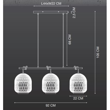 Nordlux - Lámpara colgante HISOKA 3xE27/40W/230V negro/bambú