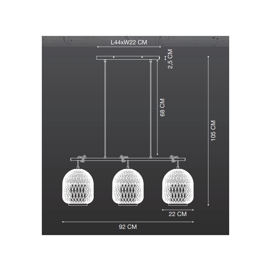 Nordlux - Lámpara colgante HISOKA 3xE27/40W/230V negro/bambú