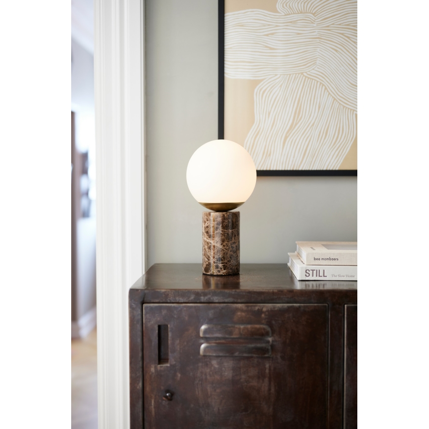 Nordlux - Lámpara de mesa LILLY 1xE14/25W/230V Mármol/marrón