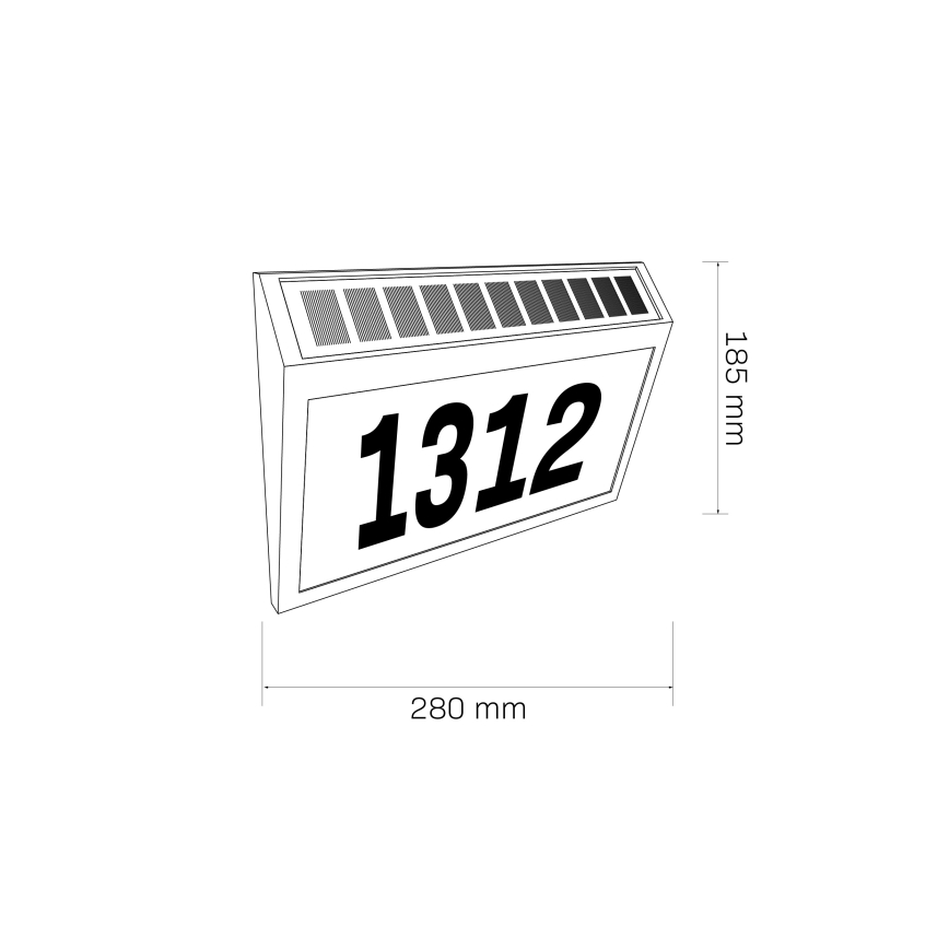 Número de casa LED solar NUMERO LED/3,7V 6000K 1200 mAh IP44 negro