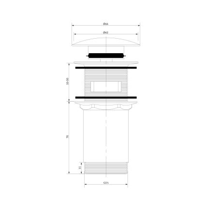 OMNIRES A706BM - Desagüe de lavabo CLICK-CLACK diá. 6,6 cm blanco mate