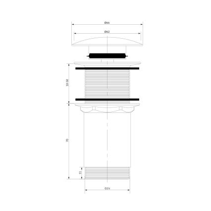OMNIRES A716BP - Desagüe de lavabo CLICK-CLACK diá. 6,6 cm blanco brillante