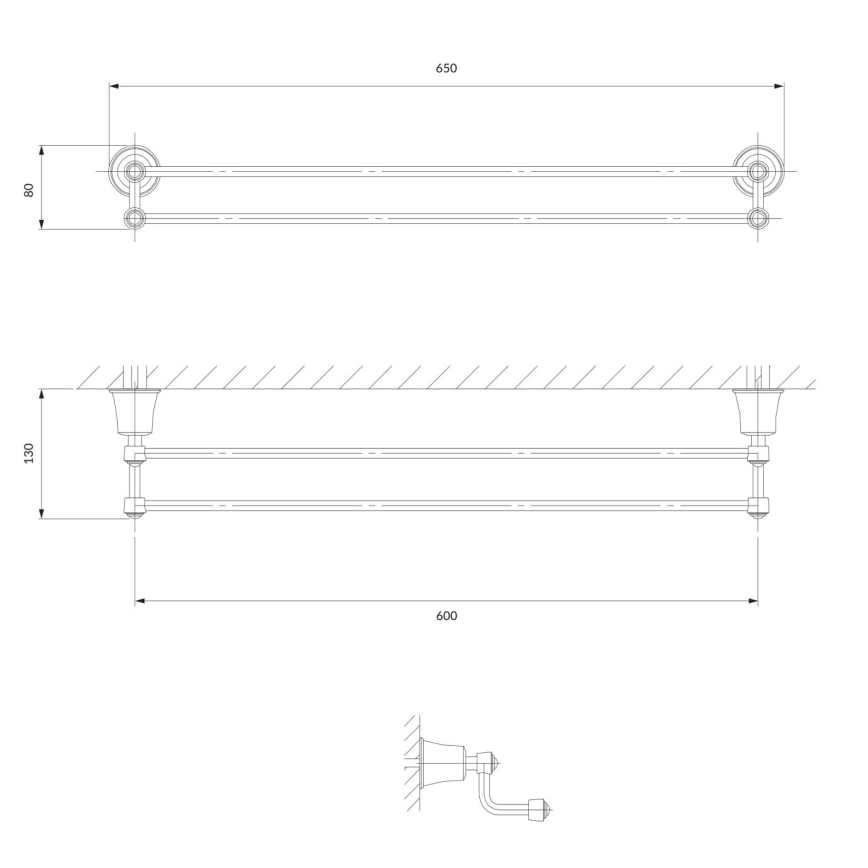 OMNIRES AL53226CR - Toallero de pared ART LINE 65 cm cromo brillante