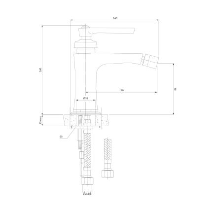 OMNIRES AM5220CR - Grifo de bidé ARMANCE 16 cm cromo brillante