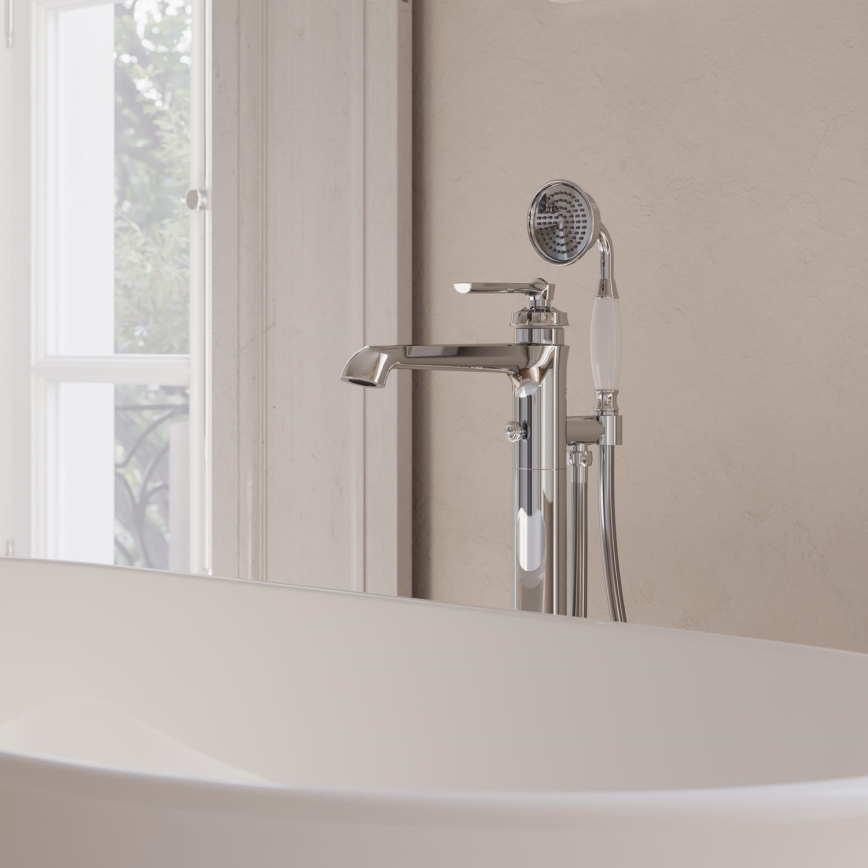 OMNIRES AM5233CR - Conjunto de bañera independiente con grifería ARMANCE cromo brillante