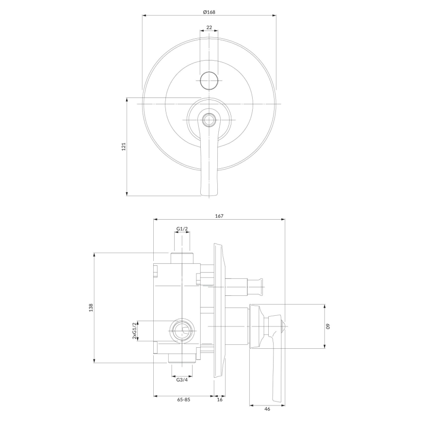 OMNIRES AM5235CR - Grifo de ducha para instalación empotrada ARMANCE cromo brillante