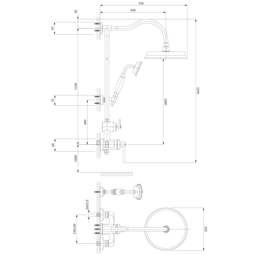 OMNIRES AM5244CR - Conjunto de ducha con grifo ARMANCE cromo brillante