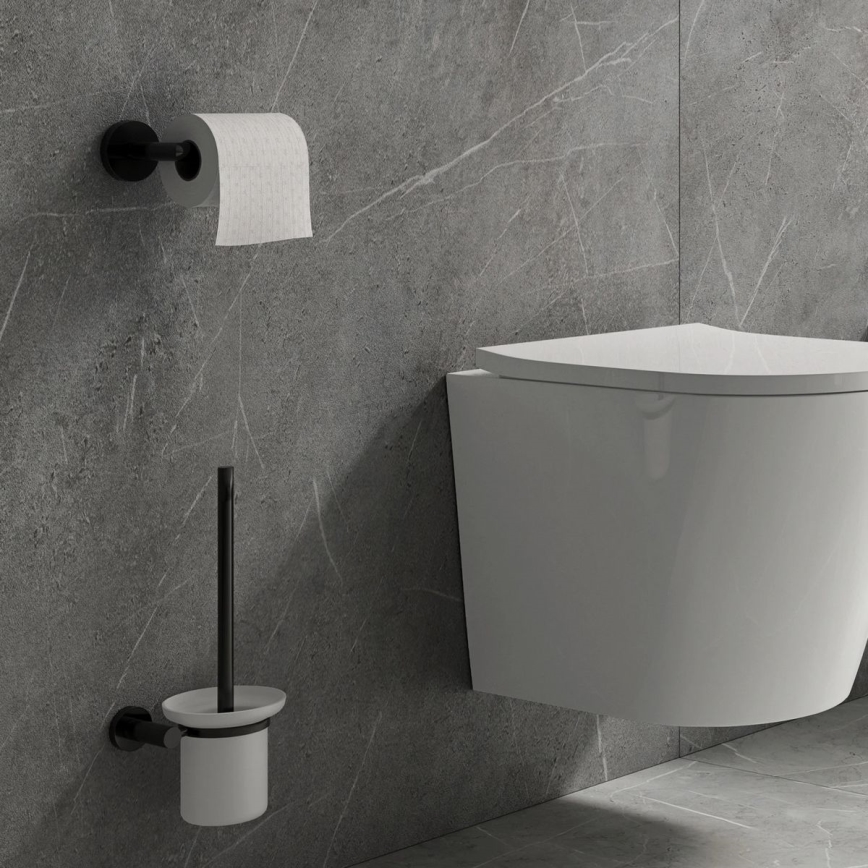 OMNIRES MP60620BL - Cepillo de inodoro montado en la pared MODERN PROJECT mate negro