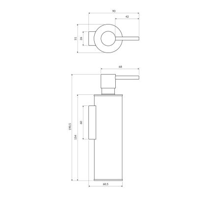 OMNIRES MP60721BL - Dispensador de jabón de pared MODERN PROJECT 150 ml mate negro