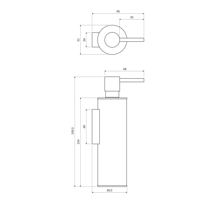 OMNIRES MP60721BL - Dispensador de jabón de pared MODERN PROJECT 150 ml mate negro