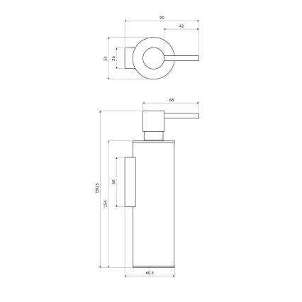 OMNIRES MP60721CR - Dispensador de jabón de pared MODERN PROJECT 150 ml cromo brillante