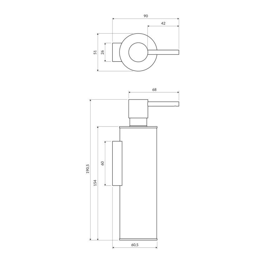 OMNIRES MP60721CR - Dispensador de jabón de pared MODERN PROJECT 150 ml cromo brillante