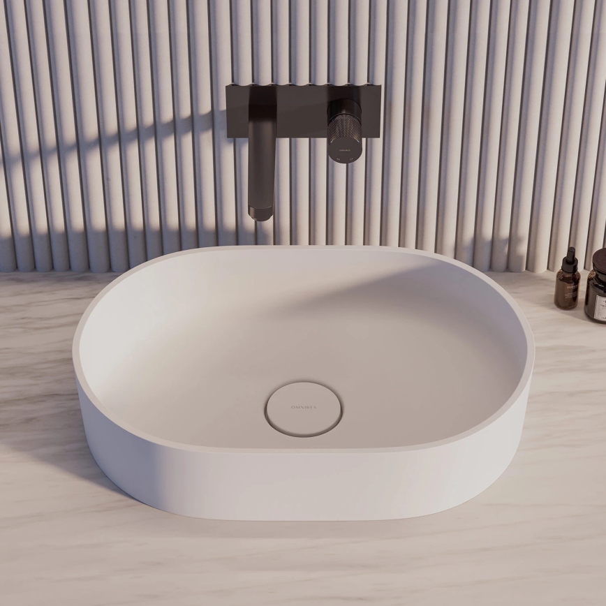 OMNIRES OVOUNBM - Lavabo sobre encimera OVO 55x36 cmdolomit/blanco mate