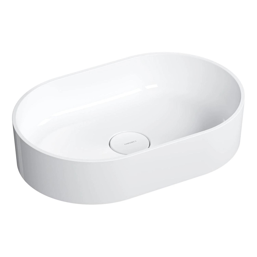 OMNIRES OVOUNBP - Lavabo sobre encimera OVO 55x36 cm dolomita/blanco brillante