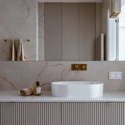 OMNIRES OVOUNBP - Lavabo sobre encimera OVO 55x36 cm dolomita/blanco brillante