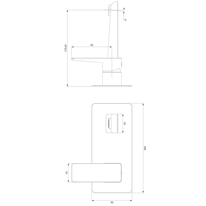 OMNIRES PM7415BL - Grifo de lavabo para instalación empotrada PARMA mate negro