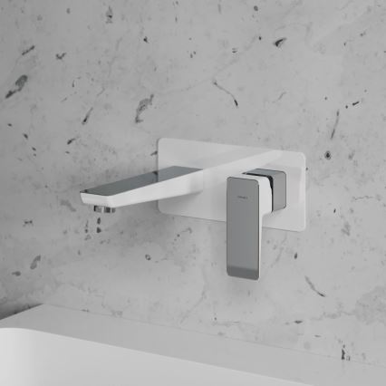 OMNIRES PM7415CRB - Grifo de lavabo para instalación empotrada PARMA cromo brillante/blanco