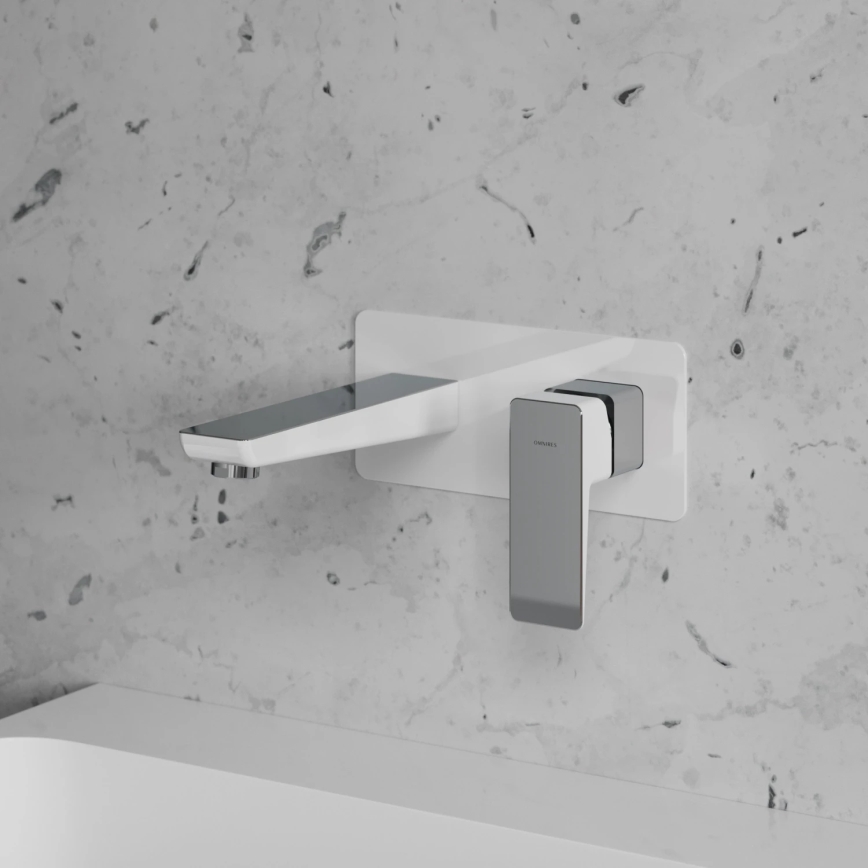 OMNIRES PM7415CRB - Grifo de lavabo para instalación empotrada PARMA cromo brillante/blanco
