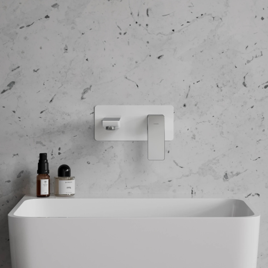 OMNIRES PM7415CRB - Grifo de lavabo para instalación empotrada PARMA cromo brillante/blanco
