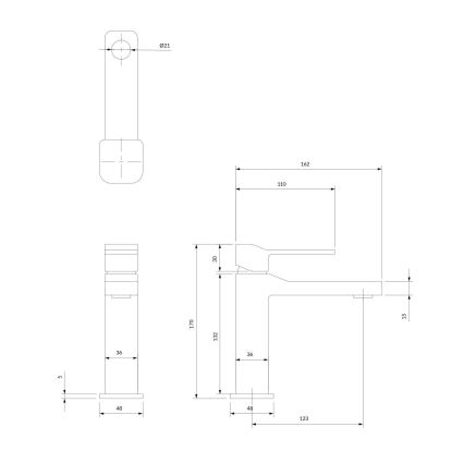 OMNIRES SL7710GR - Grifo de lavabo SLIDE 17 cm grafito cepillado