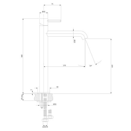 OMNIRES Y1212BL - Grifo de lavabo Y 30,8 cm negro semimate
