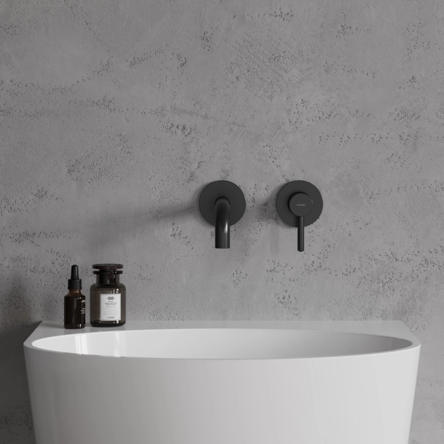 OMNIRES Y1215HLBL - Grifo de lavabo para instalación empotrada Y negro semimate