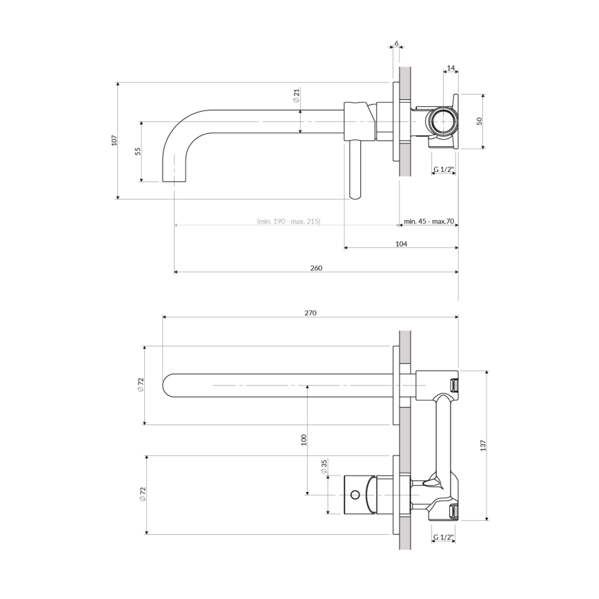 OMNIRES Y1215HLBL - Grifo de lavabo para instalación empotrada Y negro semimate