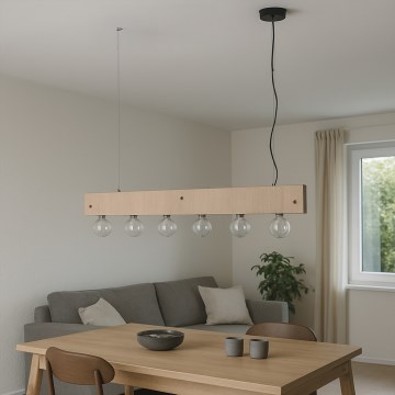 ONLI - Lámpara colgante ARGO 6xE27/22W/230V beige
