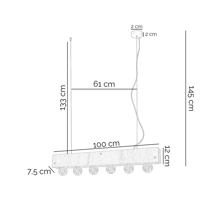 ONLI - Lámpara colgante ARGO 6xE27/22W/230V gris