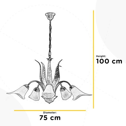 ONLI - Lámpara colgante con cadena ALGA 5xE14/6W/230V bronce