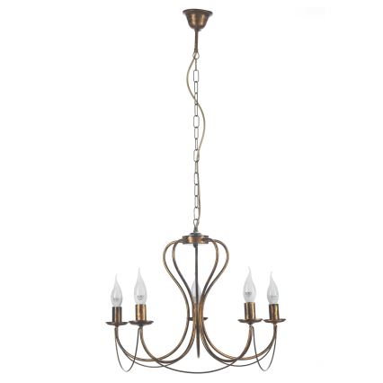 ONLI - Lámpara colgante con cadena CANDELA 5xE14/6W/230V bronce
