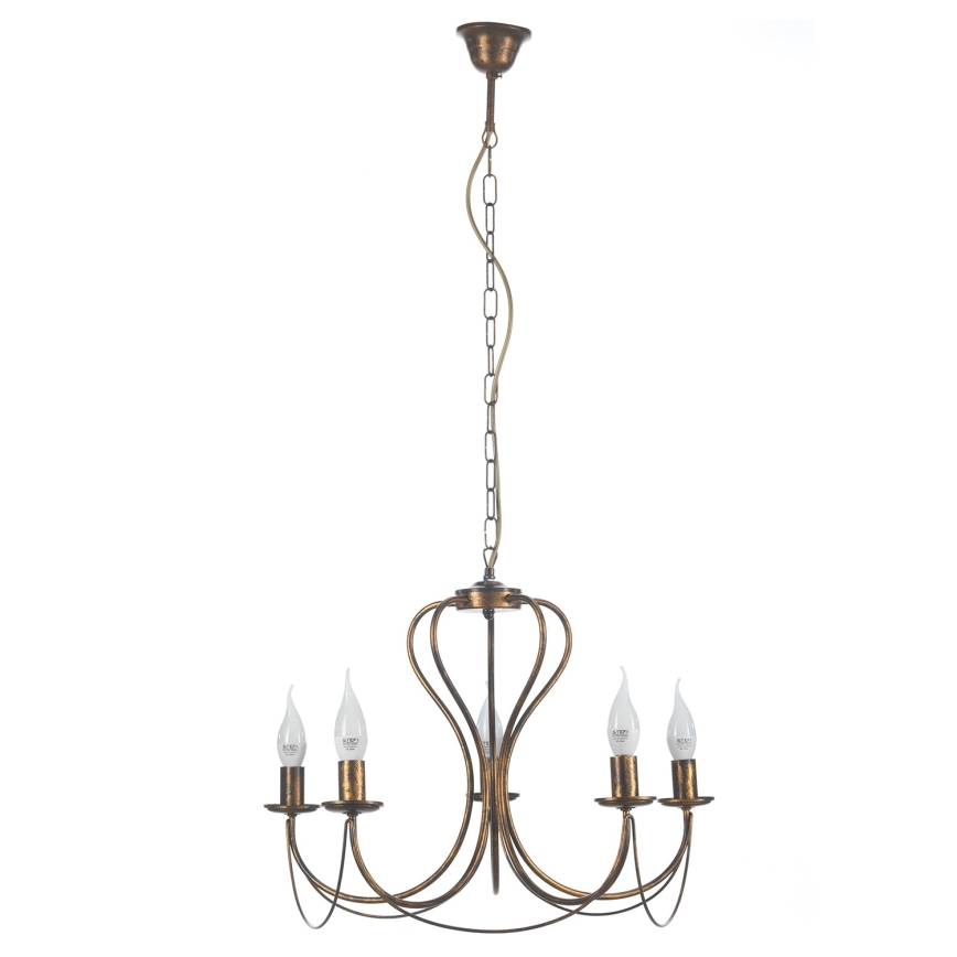 ONLI - Lámpara colgante con cadena CANDELA 5xE14/6W/230V bronce