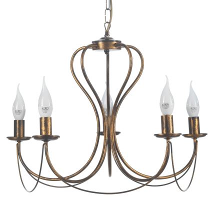 ONLI - Lámpara colgante con cadena CANDELA 5xE14/6W/230V bronce
