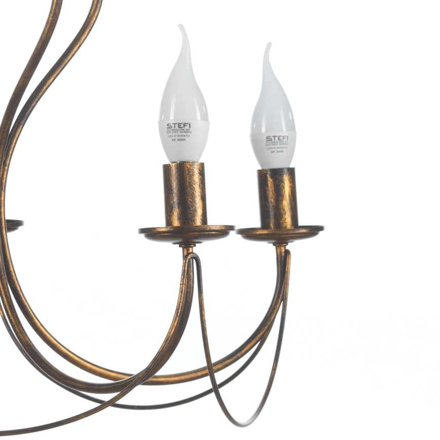 ONLI - Lámpara colgante con cadena CANDELA 5xE14/6W/230V bronce