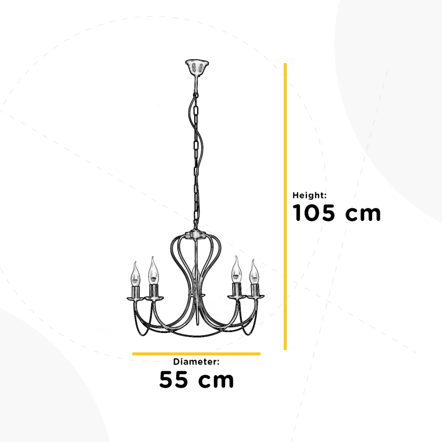 ONLI - Lámpara colgante con cadena CANDELA 5xE14/6W/230V bronce