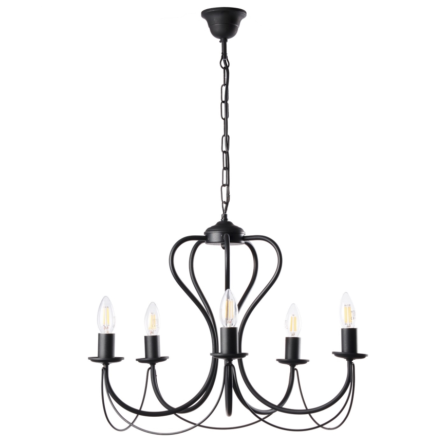 ONLI - Lámpara colgante con cadena CANDELA 5xE14/6W/230V negro
