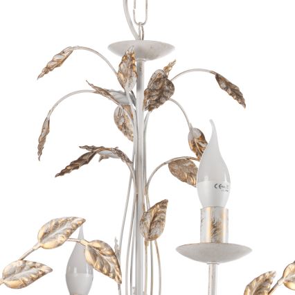 ONLI - Lámpara colgante con cadena COLLANA 6xE14/6W/230V blanco/dorado