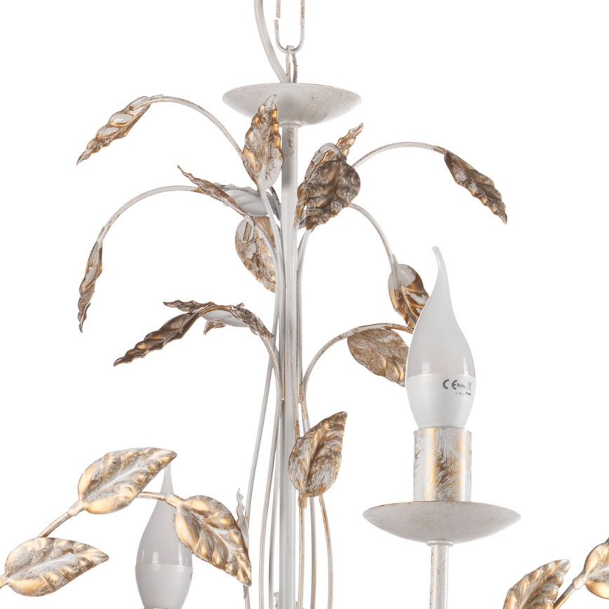 ONLI - Lámpara colgante con cadena COLLANA 6xE14/6W/230V blanco/dorado