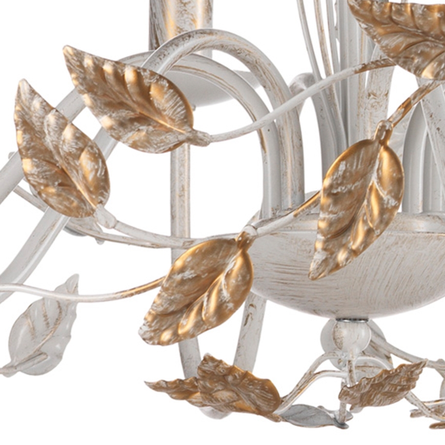 ONLI - Lámpara colgante con cadena COLLANA 6xE14/6W/230V blanco/dorado