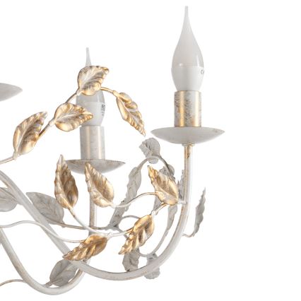 ONLI - Lámpara colgante con cadena COLLANA 6xE14/6W/230V blanco/dorado