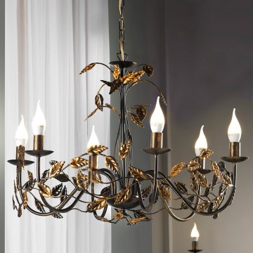 ONLI - Lámpara colgante con cadena COLLANA 6xE14/6W/230V bronce/dorado