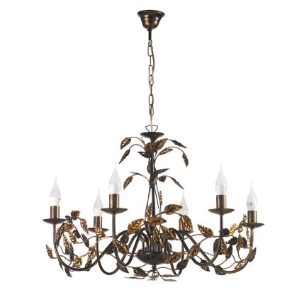 ONLI - Lámpara colgante con cadena COLLANA 6xE14/6W/230V bronce/dorado