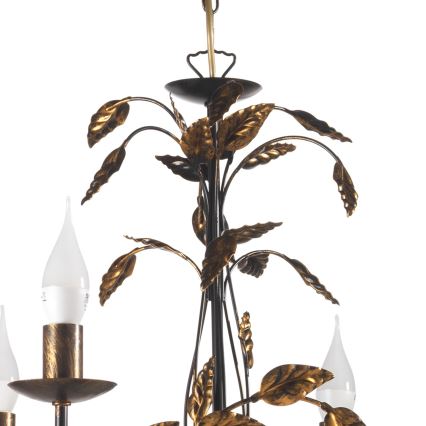 ONLI - Lámpara colgante con cadena COLLANA 6xE14/6W/230V bronce/dorado