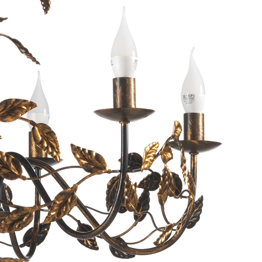 ONLI - Lámpara colgante con cadena COLLANA 6xE14/6W/230V bronce/dorado